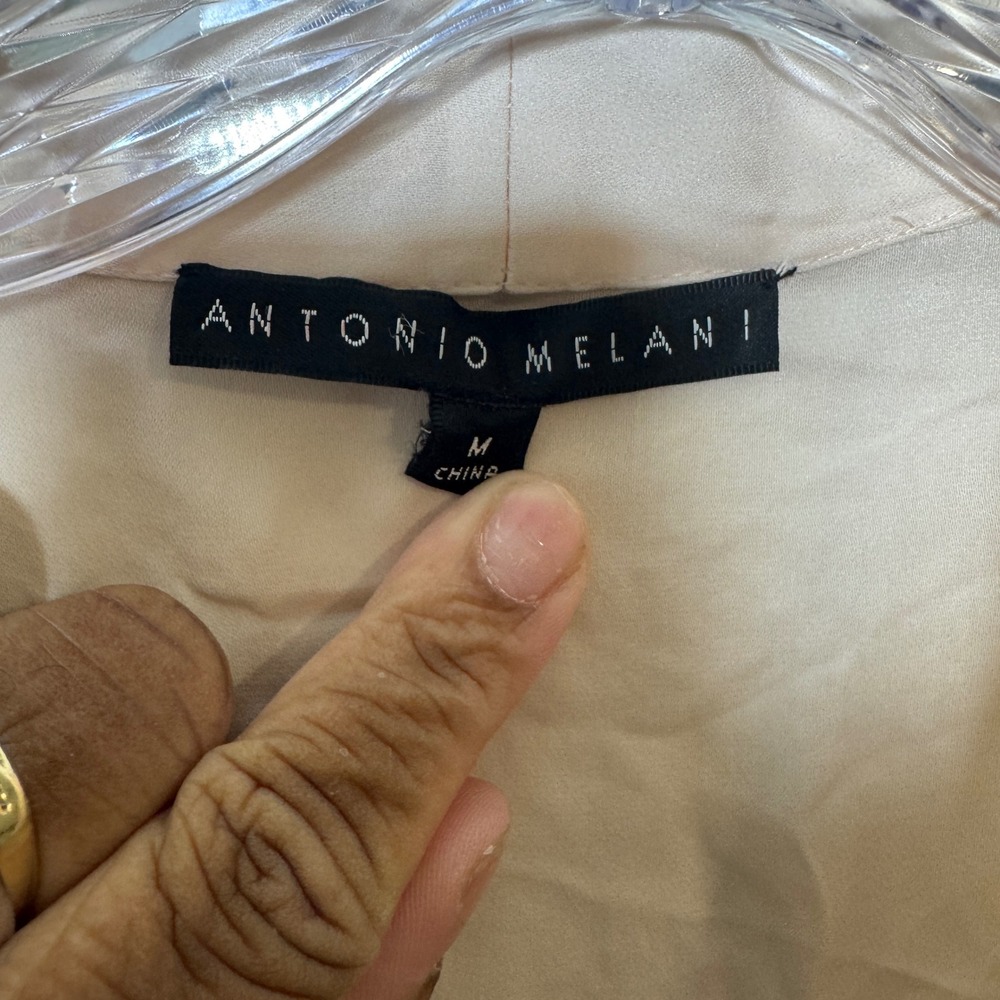 Antonio Melani Womens Pale Pink 100% Silk Sleeveless Front Tie Blouse Size M - Picture 4 of 5